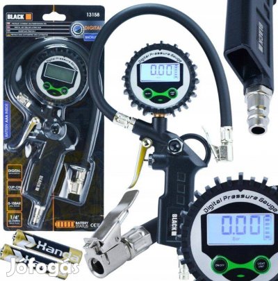 Gumiabroncs kerékfújó levegőfújó pisztoly digitális nyomásmérő órával