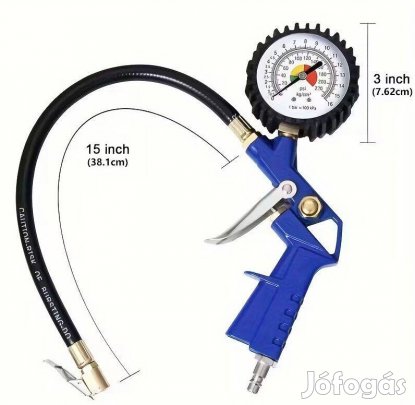 Gumiabroncs kerékfújó levegőfújó pisztoly nyomásmérő órával