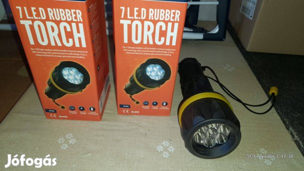 Gumírozott 7 ledes elemlámpa miskolcon