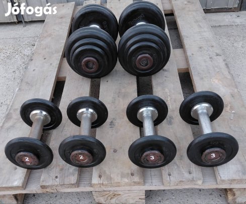 Gumírozott egykezes súlyzó 2 kg, 3 kg és 15 kg