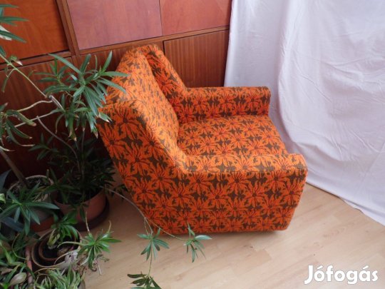 Gurulós Retro Fotelek narancssárga - fekete szövethuzattal kárpitozva,