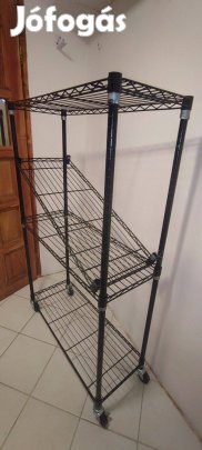 Gurulós fekete fém spájz kamra gardrób polc 35X90X150