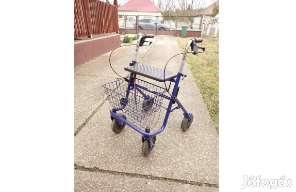 Gurulós járókeret kosárral, ülőkével, fékkel