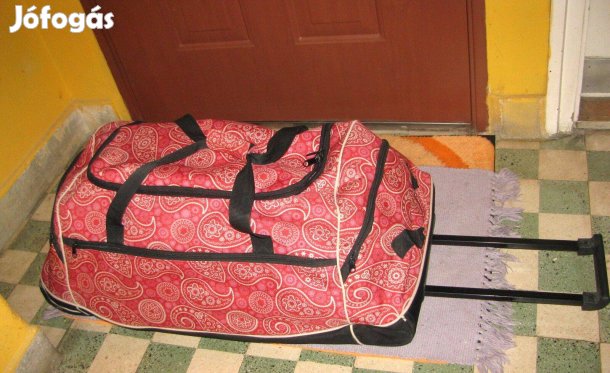 Gurulós táska 75x34x34 rózsaszín minás vászon kar visszatolható