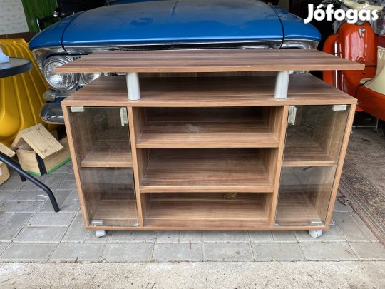 Gurulós tv tartó szekrény üveg ajtókkal