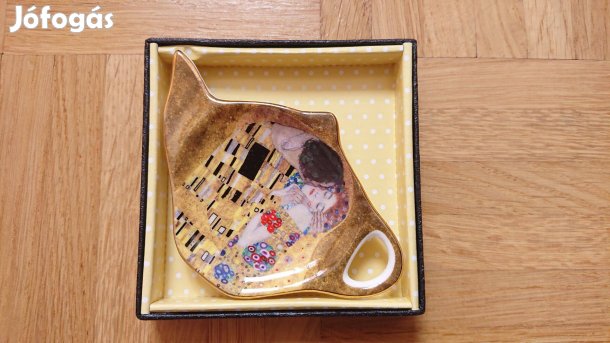 Gustav Klimt: Csók festmény teafilter tartó porcelán