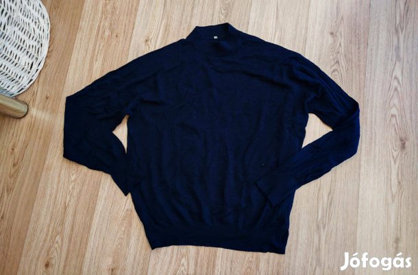 Gyapju női sötétkék merinoi pulóver