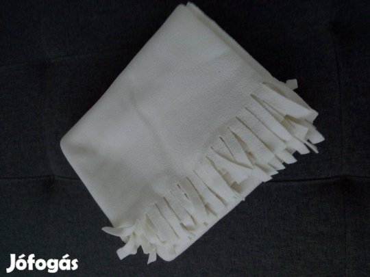 Gyapjú-pamut takaró, fehér kis pléd. 167 x 127 cm