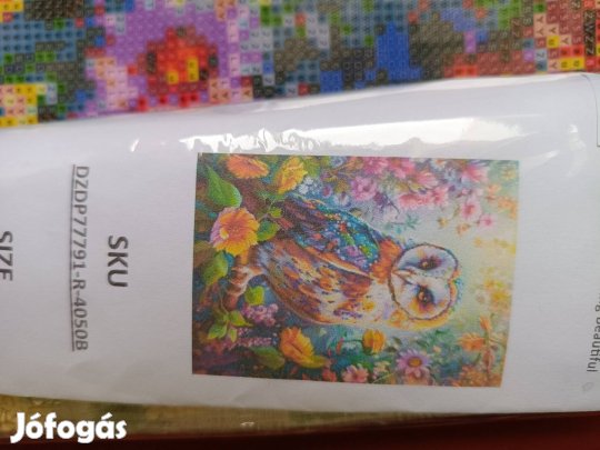 Gyémánt kifestő, gyémántszemes kirakós kép, 40x50 cm baglyos