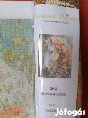 Gyémánt kifestő készlet, gyémánt szemes kirakós kép, 40x50 cm ló