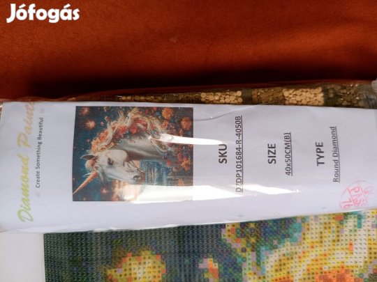 Gyémánt kifestő készlet, gyémántszemes kép, 40x50 cm unikornis