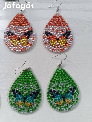 Gyémánt kirakós fülbevalók kétoldalas