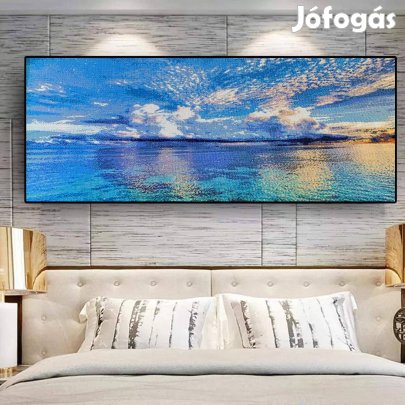 Gyémántszemes kirakó kép - Tengerparti naplemente 142x62 cm