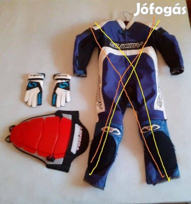 Gyerek Dainese gerincvédő, kesztyű, felnőtt protektosos overal