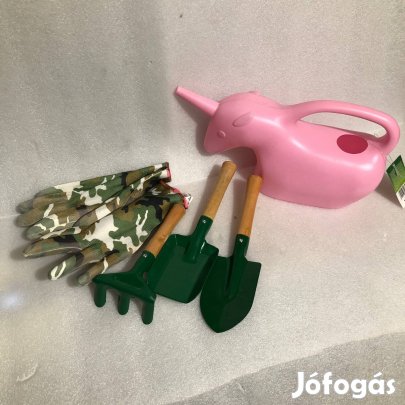 Gyerek Kertész készlet ásó + lapát + gereblye + kesztyű + öntözőkanna