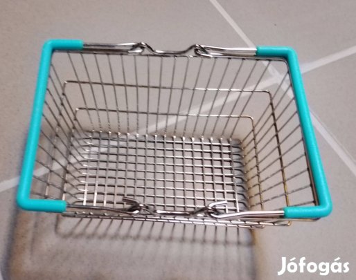 Gyerek bevásárló kosár fém ezüst színben