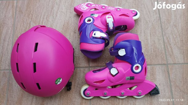 Gyerek görkorcsolya 30-32-es méretben fejvédővel