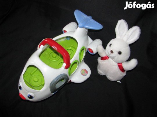 Gyerek játék guruló repülő 34cm új plüss nyuszival repülőajtó nyitható