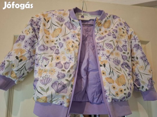 Gyerek kabát, lányka lila,virágos 104cm