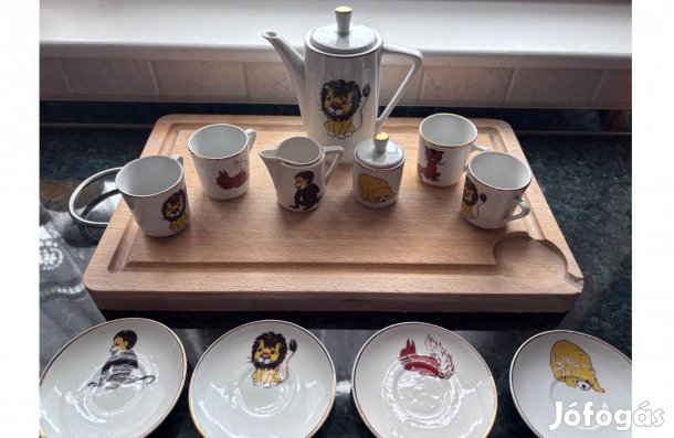 Gyerek porcelán kávés készlet, retró játék