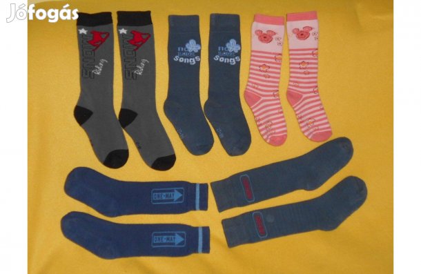 Gyerek térdzokni, pamut, szép, színes.Új, újszerű. 28-30-as.15 pár