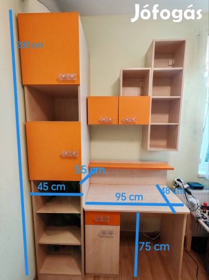 Gyerekbútor íróasztal szekrény polc egyben