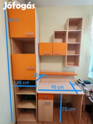 Gyerekbútor íróasztal szekrény polc egyben