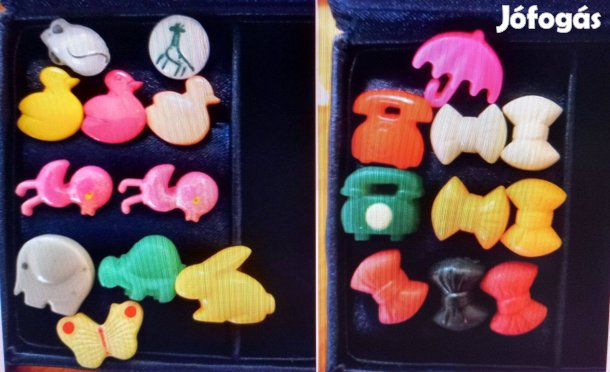 Gyerekruhára való díszgombok - füles gomb válogatás, 21 db, új