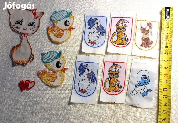 Gyerekruhára való matrica, ruhadísz, felvarró 13 db, új + ajándék 4db