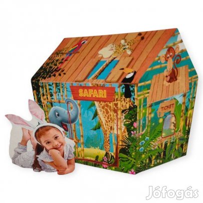 Gyereksátor állatkerti mintával, zöld, 95 × 72 × 102 cm