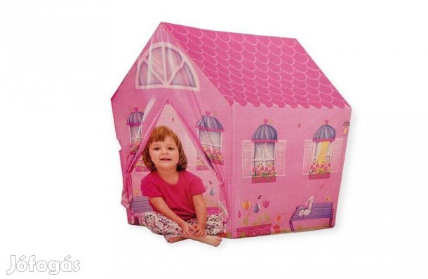Gyereksátor rózsaszín házikó mintával beltérre és kültérre