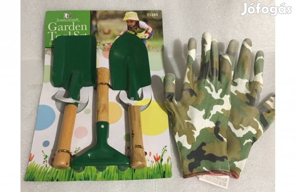Gyermek Kerti szerszámkészlet - kesztyű + ásó + lapát + gereblye