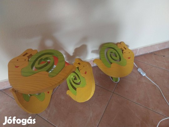 Gyermek fa mennyezeti és fali lámpa / csillár (csigás) egyben eladó