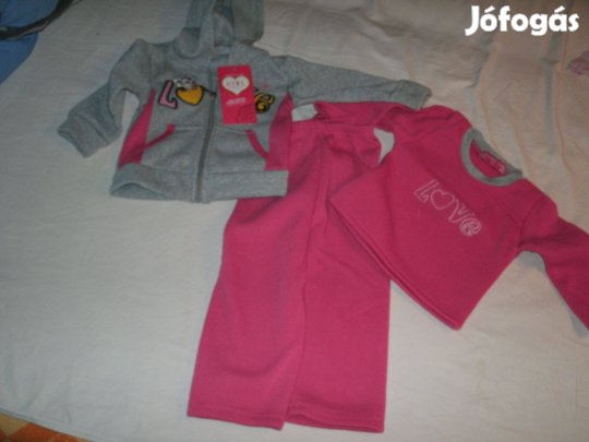 Gyermek szabadidőruha Új 3 részes pink-szürke :104-110 méret