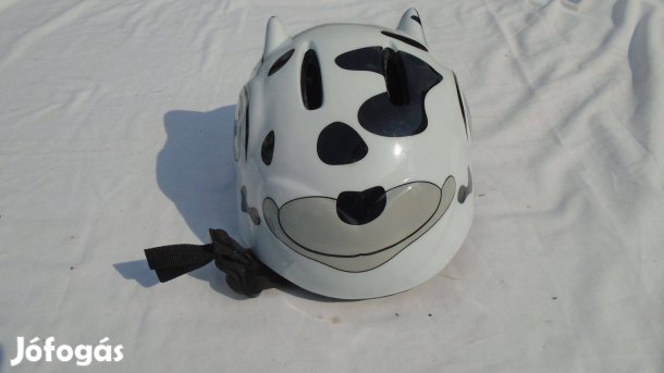 Gyermeknek való bukósisak - Tehenes-fekete-fehér - állítható - újszerű