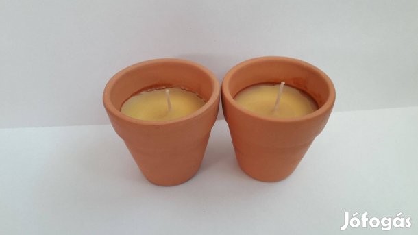Gyertya terrakotta cserépben 6,5*6,5 cm_ 2 db 1000_