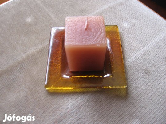 Gyertya üveg alátéttel, új