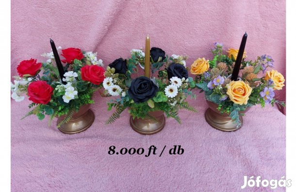 Gyertyás- rózsás sírdísz