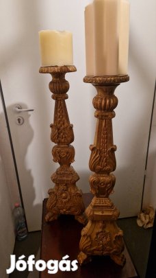 Gyertyatartó, régi, anyaga fa
