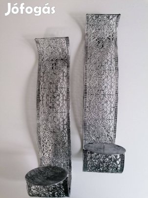 Gyertyatartó szépen kidolgozott, ezüstszínű