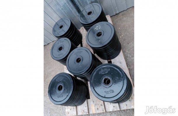 Gym80 10 kg-os gumírozott súlyzó tárcsa, súlytárcsa 51 mm