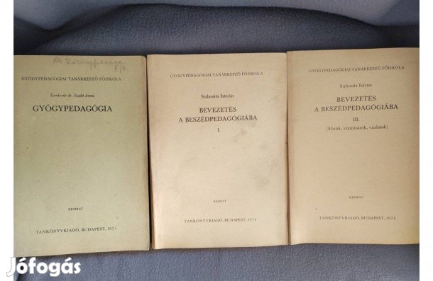 Gyógypedagógiai Tanárképző Főiskolai könyv, jegyzet, 13 db