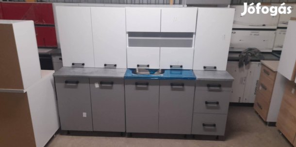 Gyöngy fehér -szürke 72cm -es felsőelemes konyha Áruhitelre is