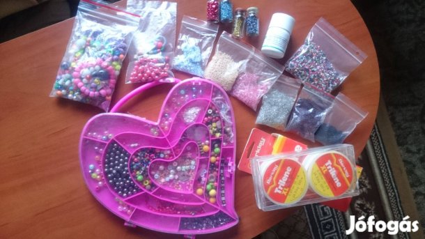 Gyöngyfűző készlet színes gyöngyökkel+gumi karkötő készítő