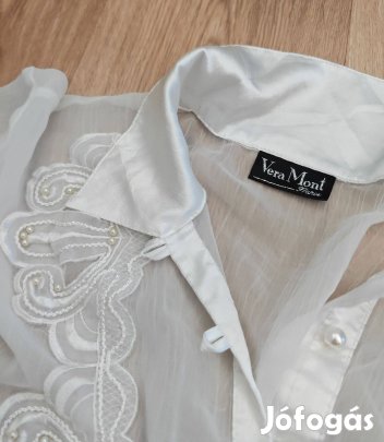 Gyöngyös fehér női tunika blúz XL