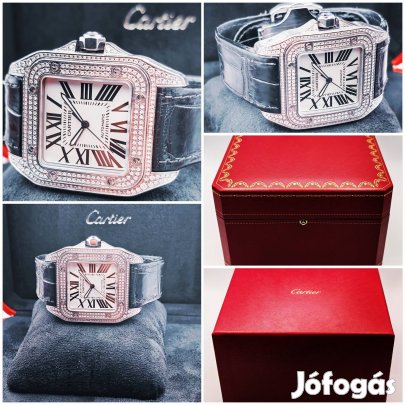 Gyönyörű Cartier Santos 100 XL Diamond Férfi Karóra 