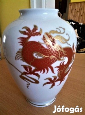 Gyönyörű Wallendorf fehér-arany-vörös sárkányos porcelán váza