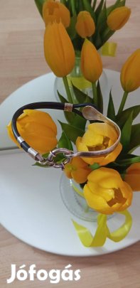 Gyönyörű, kaucsuk-ezüst karkötő, karperec, 14 gramm 