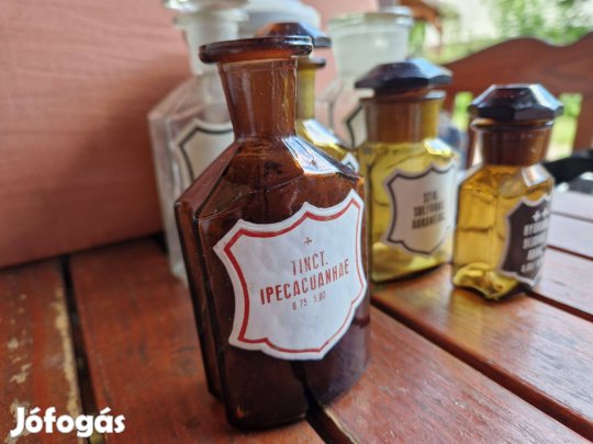 Gyönyörű állapotú Régiség Gyógyszeres Üvegcsék!