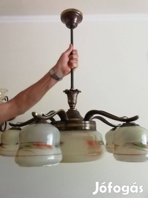 Gyönyörű antik 6 égős csillár hibátlan, nem rozsdás réz-fém testtel